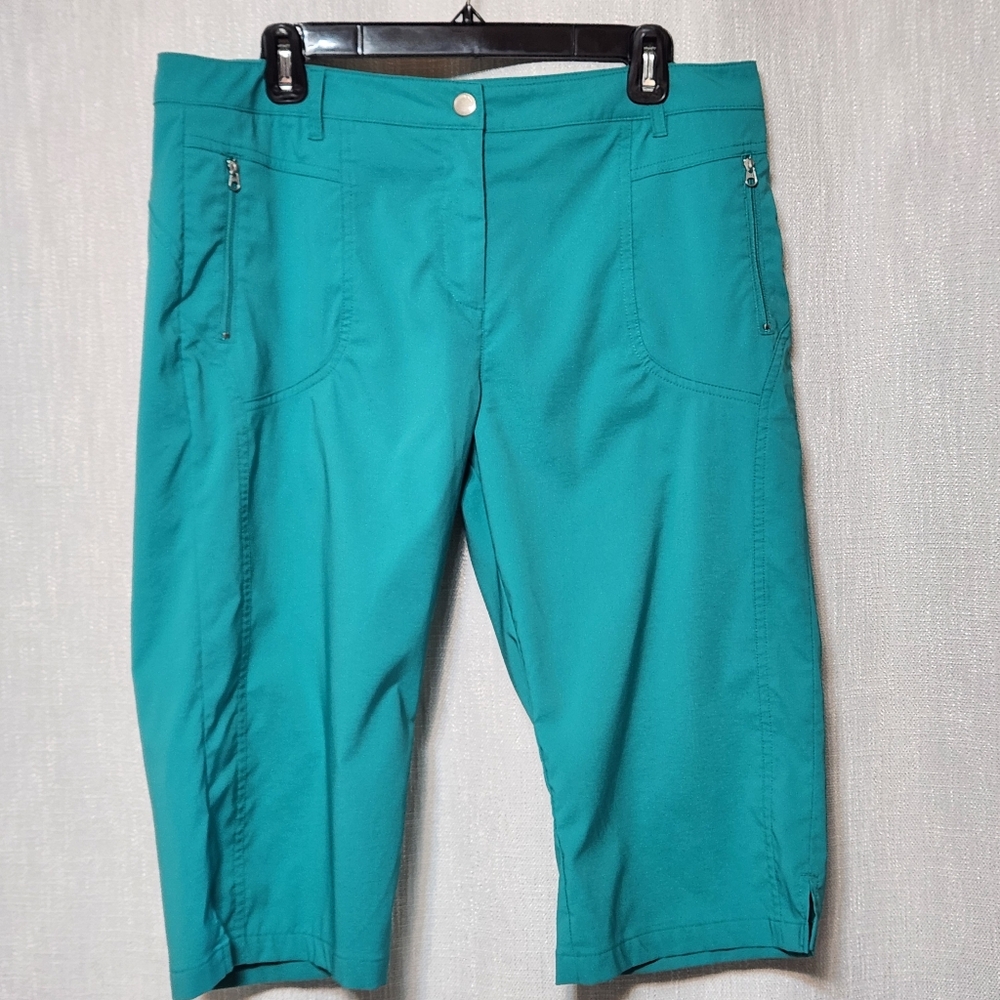 NVO by LANCTOT Blue-Green  Capri Cropped Size 12 Summer Travel
